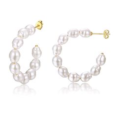 PRICES MAY VARY. Dainty Pearl Hoop Earrings- These gold pearl earrings, with meticulous craftsmanship, has lustrous pearls that add luxury to any outfit. The pearl earrings perfectly complement both casual and formal attire, making them a versatile accessory for any occasion. Premium Material- These pearl hoop earrings for women trendy are made of high-quality pearls and have a high-polish 14K gold plating, ensuring they won't tarnish easily. These pearl earrings feature a high-grade 925 sterlin Pearl Hoops Earrings, Double Hoop Earrings, Earrings Trendy, Hoops Earrings, Gold Pearl Earrings, Pearl Hoop Earrings, Formal Attire, Pearl Drop Earrings, Gold Pearl