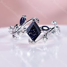 Luxury Moon Phase Rings For Promises, Unique Gemstone Engagement Rings Brilliant Earth, Unique Blue Diamond Ring, Silver Dimond Rings, Luxury Crystal Promise Ring With Accent Stones, Luxury Gemstones With Accent Stones For Promise, Luxury Celestial Sapphire Ring For Formal Occasions, Luxury Celestial Crystal Promise Ring, Luxury Mystical Style Promise Ring