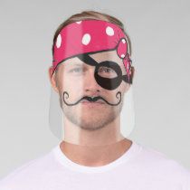 Funny Pirate with Bandana, Eye Patch and Mustache Face Shield | Zazzle.com Funny Pirate, Diy Masks, Face Shield Masks, Art Mask, Halloween Face Mask, Venetian Mask, Stylish Face Mask, Eye Patch