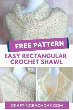 an easy crochet shawl with text that says free pattern