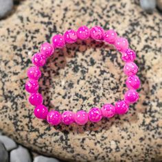 Hot pink marble style bead bracelet with stretch band. ALL BRACELETS CAN BE SIZED Casual Pink Stretch Bracelet With 8mm Beads, Casual Pink Stretch Bracelet With Round Beads, Casual Pink Round Bead Bracelets, Casual Pink Round Beaded Bracelets, Casual Pink Beaded Bracelets With Round Beads, Casual Pink Bracelet With 8mm Beads, Casual Pink 8mm Bead Bracelet, Casual Pink 8mm Beaded Bracelet, Casual Pink Beaded Bracelets