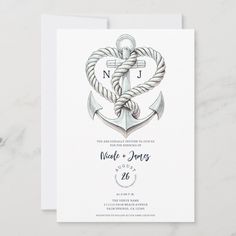 an anchor and rope wedding card with the word, love is in the air on it