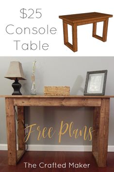 a wooden table with the words free plans on it and an image of a lamp next to it