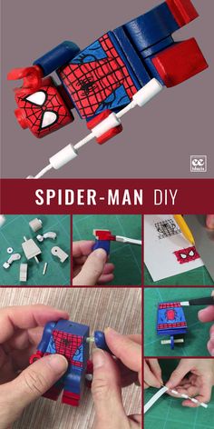 spider-man lego DIY fai da te minifigure Lego Figures, Diy For Men, Recycled Cardboard, Childrens Games, Art Dolls Handmade, Paper Model, Corrugated Cardboard