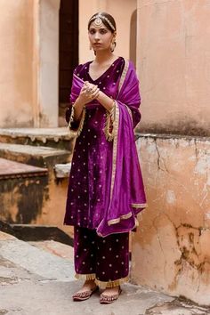 Shop for Gulabo Jaipur Purple Velvet Embroidered Kurta Pant Set for Women Online at Aza Fashions Purple Chanderi Palazzo Set With Sheer Dupatta, Anarkali Style Purple Palazzo Set With Sheer Dupatta, Anarkali Palazzo Set With Sheer Dupatta In Purple, Festive Purple Palazzo Set With Pallu, Diwali Purple Palazzo Set With Traditional Drape, Bollywood Style Purple Palazzo Set With Pallu, Purple Bollywood Palazzo Set With Pallu, Bollywood Style Velvet Sharara For Navratri, Purple Palazzo Set With Sheer Dupatta For Diwali