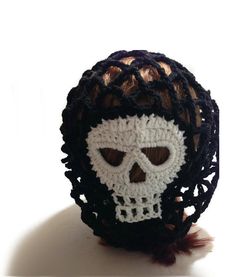 Skull Hat Skull Mesh Snood Skeleton Hat Skull by AddSomeStitches Black Beanie For Halloween, Adjustable Black Skull Hat, Black Pirate Hat For Festival, Adjustable Skull Print Hats For Halloween, Adjustable Skull Print Halloween Hats, Black Skull Print Hat, Black Pirate Hat For Halloween, One Size Fits Most Skull Hat For Halloween, Skull Halloween Hat One Size Fits Most