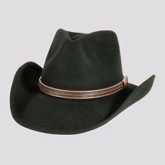 Showdown | Mens Crushable Wool Felt Western Outback Cowboy Hat offers a rugged, classic western look with the convenience of a crushable design. The tooled faux leather trim and stitching add authentic detailing, making this hat perfect for men who need style and practicality on the go. Material: Wool Felt Shape: Western Trim: Tooled Faux Leather with Stitching Brim Size: 3 1/2" Crown Height: 4 1/4" Sweatband: N/A Imported Australian Outback Hat, Straw Cowgirl Hat, White Cowboy Hat, Brown Cowboy Hat, Hats For Big Heads, Leather Cowboy Hats, American Hat Makers, Patriotic Hats, Black Cowboy Hat