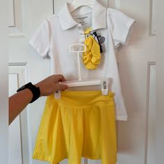 Sketchers Tennis Outfit Nwt Size 4. Set Comes With The Top, Skorts And Matching Scrunchie. Casual Yellow Stretchy Sets, Casual Yellow Stretch Sets, Casual Fitted Yellow Sets, Playful Yellow Fitted Sets, Playful Fitted Yellow Sets, Fitted Yellow Playful Sets, Girl Tennis Outfit, Tennis Outfit, Tennis Clothes