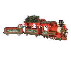 a christmas train with presents on the side