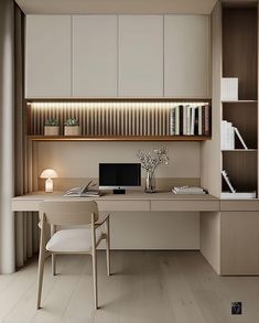 Small Office Design Interior Workspace Inspiration, Desk In Dining Room, Home Office Built Ins With Desk, Home Office With Built Ins, Office Cabin Design, Closet Desk, Small Office Design Interior, Home Office Built Ins