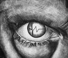 a drawing of an eye with the words, i have never seen anything in this photo