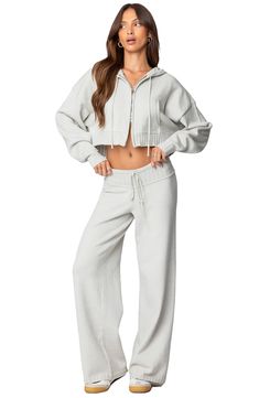 Love to lounge in these supersoft knit pants crafted with a comfy waist tie and relaxed straight legs. Elastic/drawstring waist 40% rayon, 40% polyester, 20% nylon Hand wash, dry flat Imported Comfy Sets Outfits, Sweat Set Women, Crop Zip Up Hoodie, Lab Rats, Comfy Sets, Cropped Zip Up, Sweat Set, Fame Dr, Hooded Cardigan