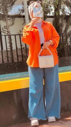 Orange Hijab, Modest Casual Outfits, Hijab Designs, Muslim Style, Blouse Casual Fashion, Muslim Outfits Casual, Ronaldo Cr7, Hijabi Outfits Casual, Muslim Fashion Outfits