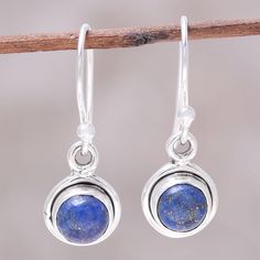 Crafted of deep blue lapis lazuli, two adorable moons form this pair of dangle earrings from India. Presented by Neeru Goel, the earrings are crafted of sterling silver with a high-polish finish. Adjustable Lapis Lazuli Earrings As Gift, Adjustable Lapis Lazuli Earrings For Gift, Lapis Lazuli Dangle Earrings For Pierced Ears, Pierced Lapis Lazuli Round Jewelry, Round Lapis Lazuli Gemstone Earrings, Silver Lapis Lazuli Round Earrings, Silver Round Lapis Lazuli Earrings, Nickel Free Lapis Lazuli Round Jewelry, Pierced Lapis Lazuli Dangle Jewelry