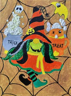 a painting with halloween characters on it