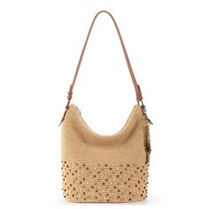 The Sak Sequoia Hobo - |Hand Crochet - Bamboo Neutral Beads| Soft Leather Hobo Bag, Crochet Blocks, Seminyak, The Sak, Leather Hobo Bag, Leather Hobo, Trendy Colors, Spring Summer Outfits, Earth Tones