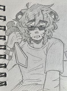 a drawing of a girl with glasses holding an object in one hand and looking at the camera