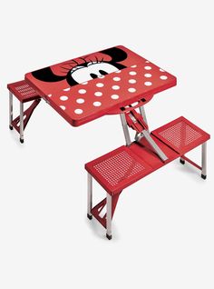 a minnie mouse picnic table with two benches