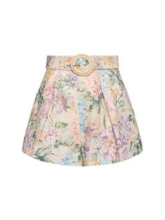 Find ZIMMERMANN Halliday Printed Linen Tuck Shorts on Editorialist. Adjustable buckle belt at waist. All over print placement may vary. Two front pockets. Model is wearing a size1 Feminine Aesthetic, Ruffle Shorts, Laura Mercier, Buckle Belt, Printed Linen, Tall Model, Model Measurements, Valentino Garavani, Short Outfits