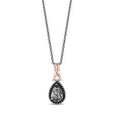 Disney Maleficent Inspired Diamond Necklace 10K Rose Gold 1/10 CTTW | Enchanted Disney Fine Jewelry Enchanted Disney, Enchanted Disney Fine Jewelry, Disney Fine Jewelry, Rutile Quartz, Jewelry Black, Black Rhodium, Maleficent, Rutilated Quartz, Quartz Necklace