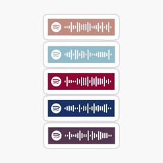 four different colored sound waves stickers