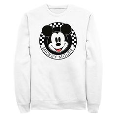 Who knew that dressing "mousey" could be so cute!? Celebrate Walt Disney's most iconic character with fun new officially licensed Mickey and Friends apparel for the whole family! This Men's Mickey and Friends Checkered Mickey Mouse Portrait Graphic Crewneck Sweatshirt features Mickey's smiling face encircled by a checkered black border across the front. Whether you're a super fan, or just looking for a unique 'fit for a trip to the Disney parks, these all-new styles are exactly what you've been Portrait Graphic, Mens Crewneck Sweatshirt, Small Clothes, Unique Fits, Sweatshirt White, Smiling Face, Mickey Mouse And Friends, Elegant Shirt, Pullover Designs