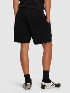 Find PALM ANGELS Cotton Sweat Shorts W/logo on Editorialist. Elastic waistband with drawstring. Embroidered front logo detail. Two side pockets. Model is wearing a sizeM Angel Man, W Logo, Sweat Shorts, Palm Angels, Black Men, Elastic, ? Logo, How To Wear, Black