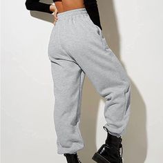 New Yovela Women Hight Waisted Baggy Sweatpants Jogger Gray Sz Small Closure Elastic Hight Rise Soft Trousers With Pockets Fall Sweatpants, Black And White Joggers, Purple Joggers, Adidas Activewear, Cropped Sweatpants, Athleisure Pants, Green Sweatpants, Black Jogger Pants, Baggy Sweatpants