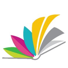 an open book with colorful leaves on the front and back cover, in white background