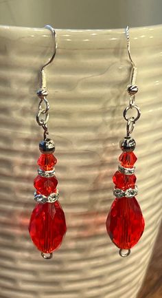 Holiday handmade red sparkling dangle earrings. Pumpkins Crafts, Diy Pumpkins Crafts, Diy Pumpkins, Diy Pumpkin, Handmade Holiday, Etsy Earrings Dangle, Pumpkins, Jewelry Earrings Dangle, Dangle Drop Earrings