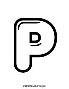 the letter p is shown in black and white