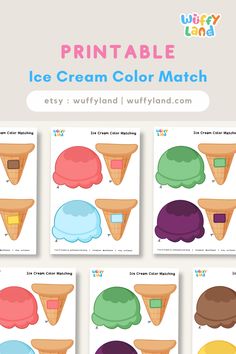 printable ice cream color match for kids