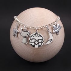 This charm bracelet features 5 different original space themed charm designs. The chain measures 8 inches long and can be clasped anywhere. Let me know if you need a different chain length. It's truly out of this world! Go here to start your own charm bracelet: https://www.etsy.com/listing/1196189846/sterling-silver-charm-bracelet-chain Go here to see all my charm bracelets: https://www.etsy.com/shop/marmar?section_id=37789121 Items are shipped without a receipt in a gift box. If you'd like to i Custom Charm Bracelet, Silver Link Bracelet, Sterling Silver Charm Bracelet, Custom Charms, Bracelet Chain, Silver Charm Bracelet, Love Charms, Buy A Cat, Sterling Silver Bracelet