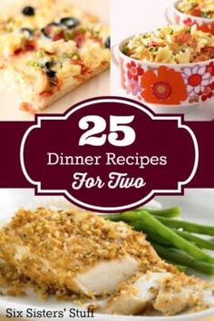 25 dinner recipes for two with the title overlay