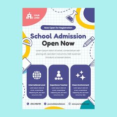 a school graduation flyer template with icons and text on it, including an image of a person