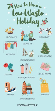 a poster with the words how to have low waste holiday