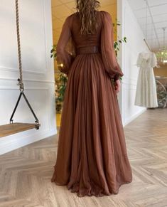 Fairy Prom Dress, Teuta Matoshi, Dama Dresses, Kaftan Designs, Draped Bodice, Wedding Dress Shoes, A Line Prom Dresses, Brown Silk, Ball Gowns Prom