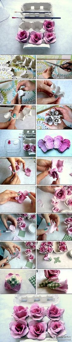 the process of making paper flowers is shown