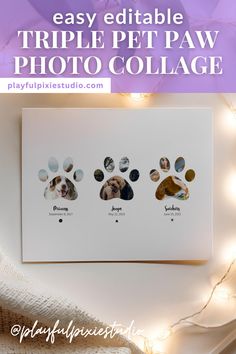 an easy diy printable triple pet paw photo collage