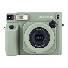 an instax wide 400 camera in green