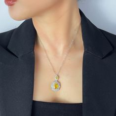 ✰ This delicate lab-created yellow gemstone pendant is perfect for people who want to achieve a brilliant and splendid look ✰ Not only for everyday wear, this yellow minimalist necklace is also great for weddings and also as a bridesmaid ring ✰ This yellow gem necklace with halo is a very special gift for birthday, Mother's Day, bridesmaids, Valentine's Day and more ✰ Comes with an exquisite gift box We also offer the ring and earring from the same collection : https://www.etsy.com/listing/12080 Elegant Adjustable Yellow Necklace, Elegant Yellow Oval Necklace, Luxury Yellow Oval Necklaces, Classic Yellow Pendant Necklace, Spiritual Yellow Oval Jewelry, Yellow Gemstone Necklace, Neck Ring, Bridesmaid Rings, Yellow Gems