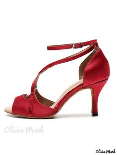 Olivia Mark - Professional Latin Dance Shoes: Elegant Red Peep Toe Design with Stylish Criss-Cross Straps for Ballroom Dancing Fitted Red Sandals With Heel Strap, Fitted Sandals With Red Sole And Round Toe, Summer Toes, Shoes Elegant, Ballroom Dance Latin, Ballroom Dance Shoes, Latin Dance Shoes, Ballroom Dancing, Latin Ballroom