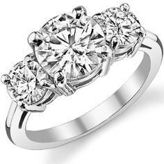 three stone diamond engagement ring in 18k white gold with 0 00 carat round brilliant cut diamonds