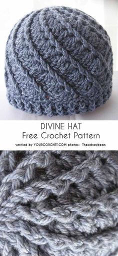 the crochet hat is made with yarn