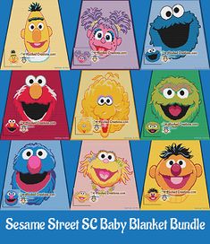 the sesame street baby blanket bundle is shown in different colors and sizes, including one with an