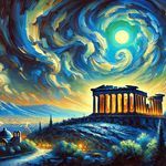 an oil painting of the parthenion temple in acrylic paint by numbers