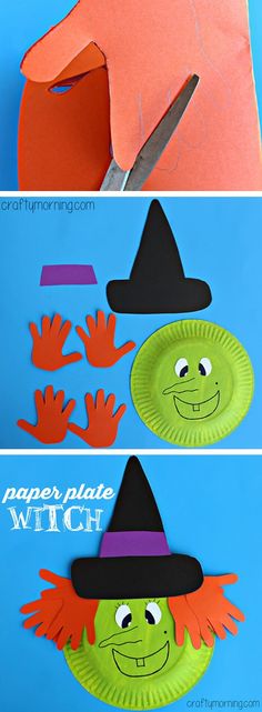 paper plate witch craft for kids to make