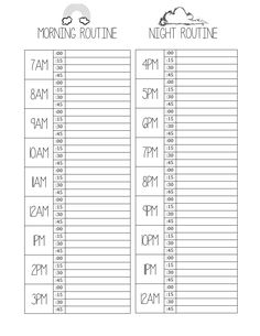 the printable morning routine is shown in black and white, with an image of clouds