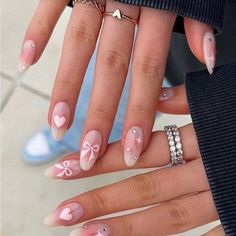 Super Cute And Stylish Ships In 5-10 Business Days Bow Nail Designs, Her Nails, Pretty Gel Nails, Soft Nails, Girls Nails, Minimalist Nails, Dream Nails, Pretty Acrylic Nails, Short Acrylic Nails