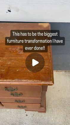 an old wooden chest with the words, this has to be the biggest furniture transformation i have ever done